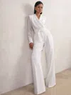 Reiss Ivory Sheer-sleeve Wide-leg Tuxedo Jumpsuit In White