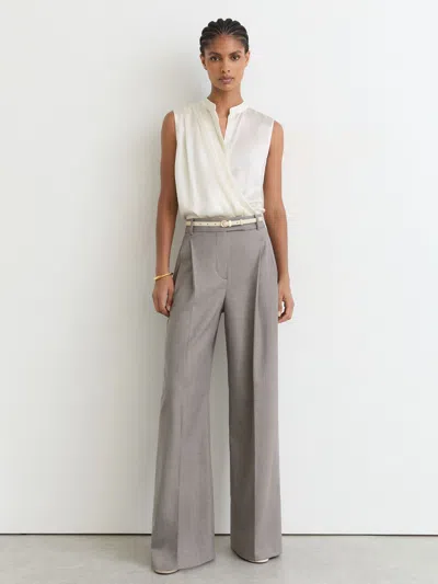Reiss Ivory Gia Silk Draped Sleeveless Top In White