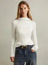 Reiss Ivory Ember High Neck Plisse Top In White