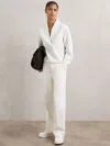 Reiss Ivory Interlock Shawl-neck Sweatshirt With Modal In White
