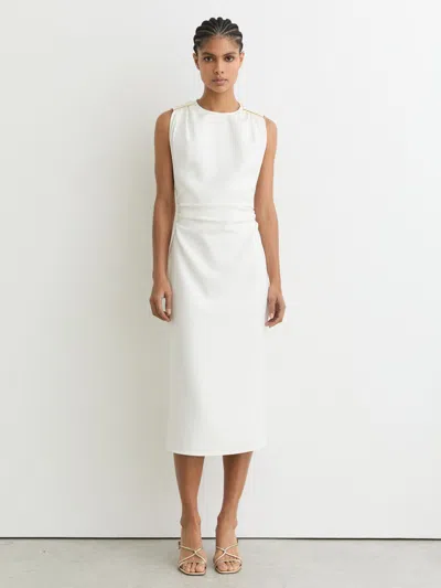 Reiss Ivory Jersey Fitted Sleeveless Midi Dress In White