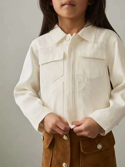 Reiss Ivory Joss 4-9 Yrs Button-through Cropped Shirt Jacket