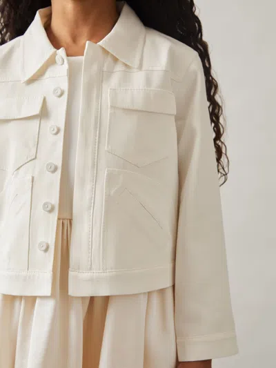 Reiss Ivory Joss 9-13 Yrs Button-through Cropped Shirt Jacket