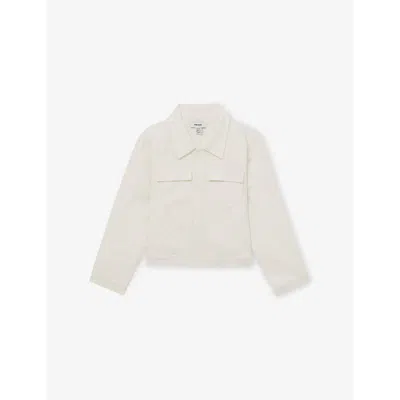 Reiss Kids' Joss Patch-pocket Cropped Woven Shirt Jacket  4-13 Years Ivory