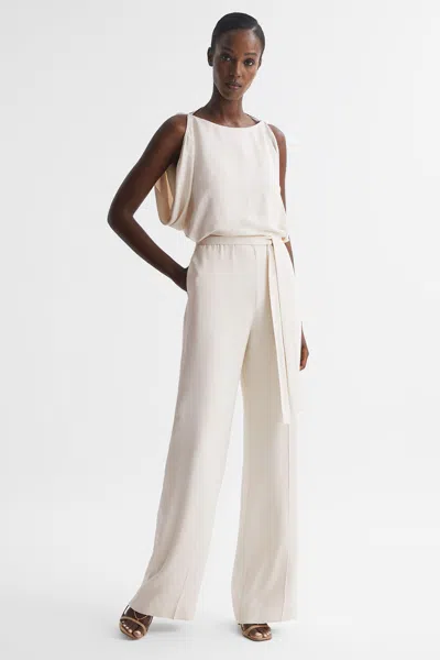 REISS REISS IVORY KOA WIDE LEG BRIDAL JUMPSUIT