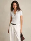 Reiss Womens Ivory Poppy Lace-up Knitted Top In White