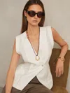 Reiss Ivory Linen Button-front Waistcoat