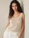 Reiss Womens Ivory Claudia Open-knit Linen Vest In White