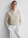 Shop Reiss Ivory Linen Open Stitch Crew Neck Jumper