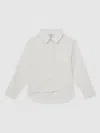 Reiss Ivory 13-14 Yrs Linen Roll-cuff Shirt In Gray