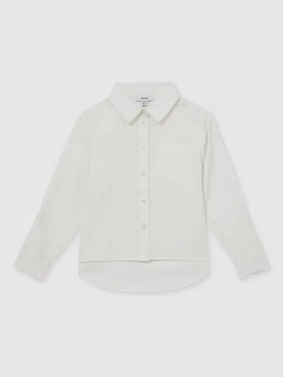 Reiss Ivory Linen Roll-cuff Shirt