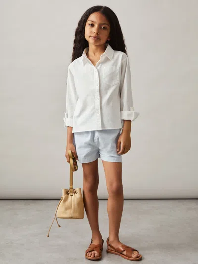 Reiss Ivory Linen Roll-cuff Shirt