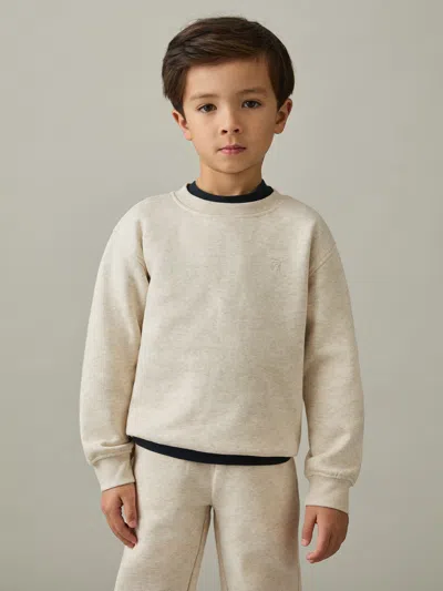 Reiss Kids'  Ivory Marl Avery Cotton-blend Sweatshirt And Joggers Set In Gray