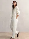 Reiss Ivory Modal-blend Interlock Wide-leg Joggers In White
