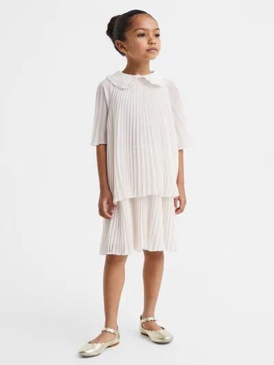 Reiss Ivory Nadia 4-9 Yrs Pleated Collared Tiered Dress