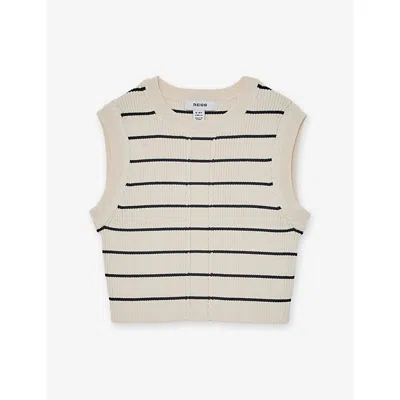 Reiss Kids' Lorilee Stripe-print Sleeveless Knitted Top 3-9 In Animal Print