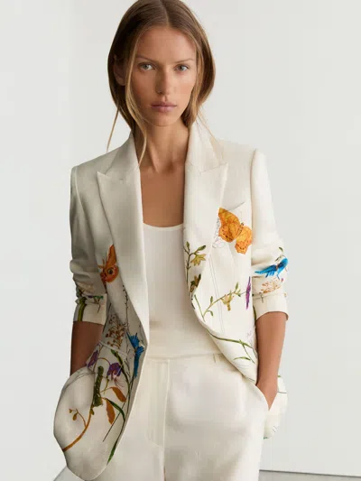 Reiss Ivory | Nybg Printed Single-breasted Suit Blazer In White