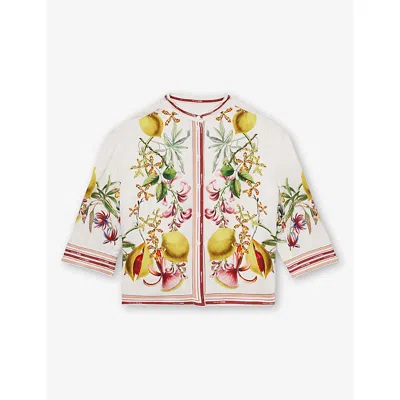 Reiss Babies' Ivory Nybg Winona Floral Stripe-print Woven Co-ord Top 4-9