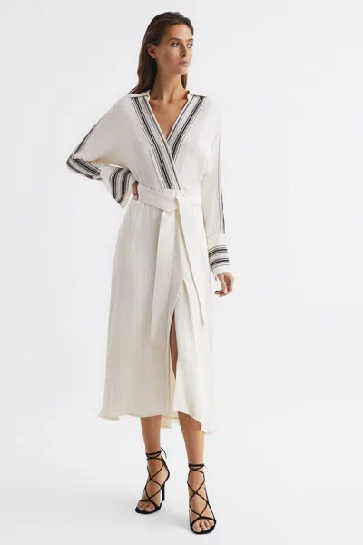 Reiss Nyla Side Stripe Tie Front Dress In Multi