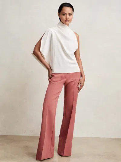 Reiss Ivory One-shoulder Draped Top In White