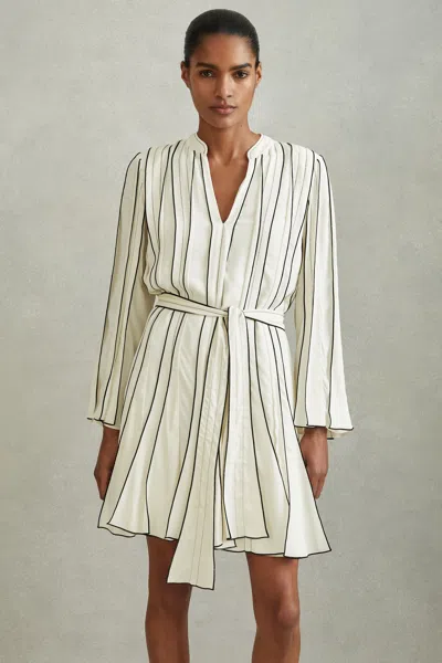Reiss Ivory Contrast Ruffle Mini Dress