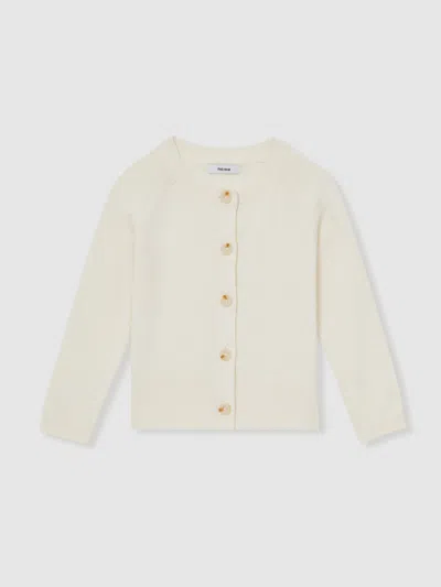 Reiss Ivory Ottie 13-14 Yrs Cotton Crew-neck Cardigan