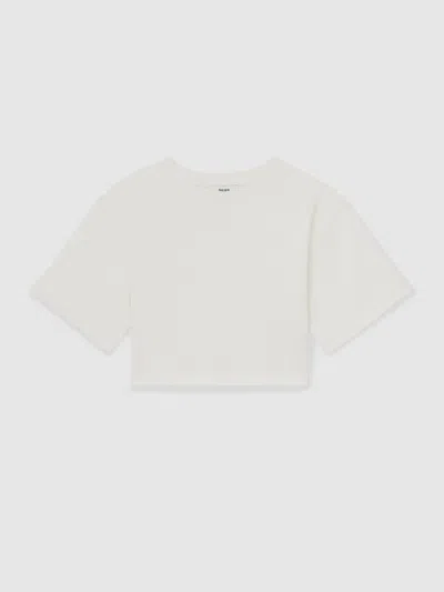 Reiss Ivory Oversize Cotton Cropped T-shirt