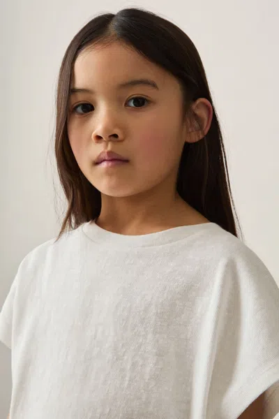 Reiss Kids' Ivory Oversized Cotton-blend T-shirt