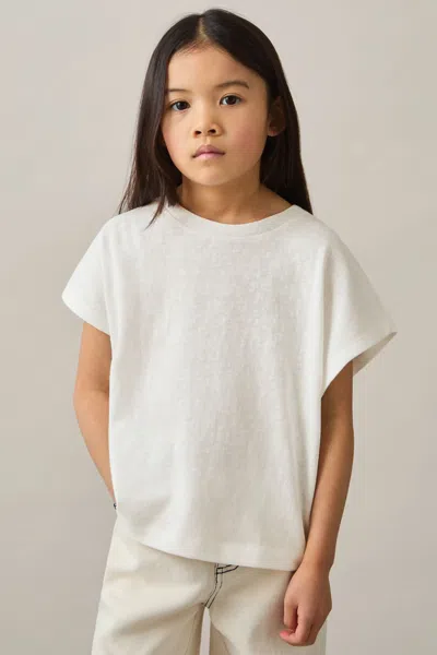 Reiss Kids' Ivory Oversized Cotton-blend T-shirt