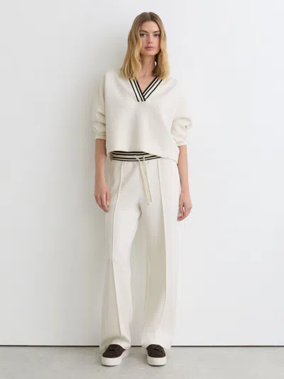 Reiss Ivory Petite Premium Interlock Stripe-waist Joggers In White