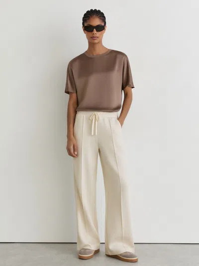 Reiss Ivory Petite Premium Interlock Wide-leg Joggers