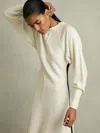Reiss Ivory Petite Wool-blend Hybrid Knitted Midi Dress In White