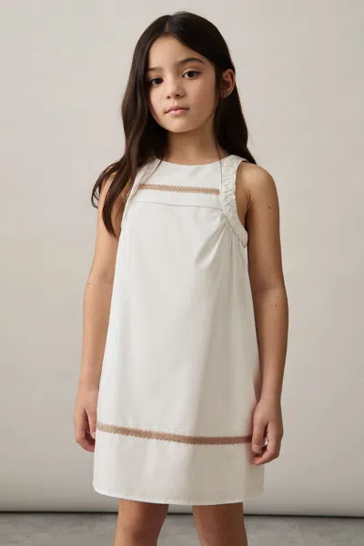 Reiss Kids' Ivory Plaited Trim Sleeveless Dress
