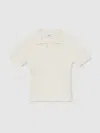 Reiss Ivory 13-14 Yrs Rib-knit Polo Top In White