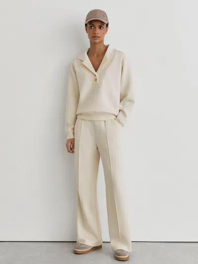 Reiss Ivory Premium Interlock Collar Sweatshirt