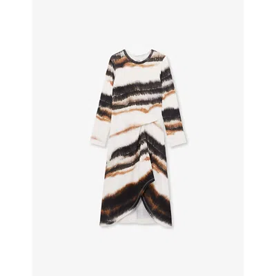 Reiss Kids' Ivory Print Georgia Graphic-print Long-sleeve Jersey Dress 4-13