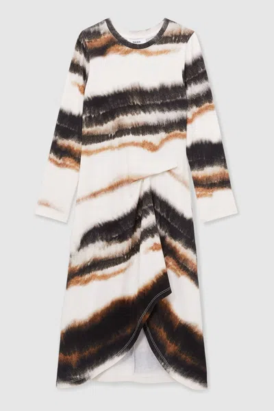 Reiss Ivory Print Printed Jersey Ruched Midi Dress