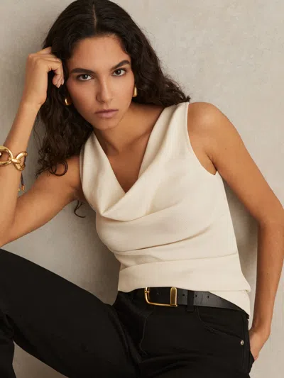 Reiss Ivory Ribbed Cowl-neck Vest In White