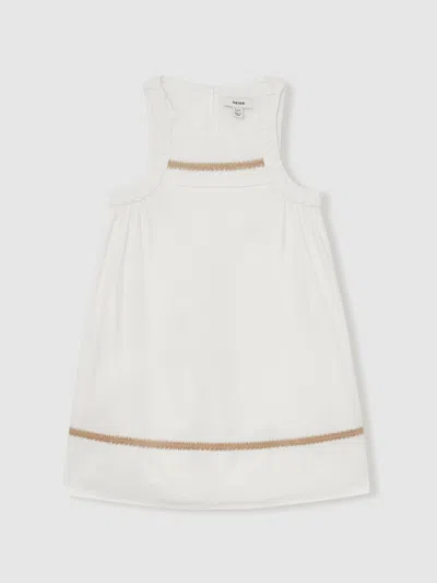 Reiss Ivory Rosie 9-13 Yrs Cotton Plaited-trim Sleeveless Dress