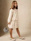 Reiss Ivory Fluffy Sequin-embellished Skirt In White