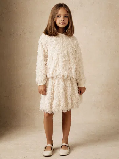 REISS REISS IVORY ROXY FLUFFY SEQUIN-EMBELLISHED TOP
