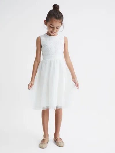 Reiss Ivory Senior Lace Tulle Occasion Dress In Neutral