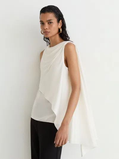 Reiss Ivory Silk-blend Draped Sleeveless Top In White