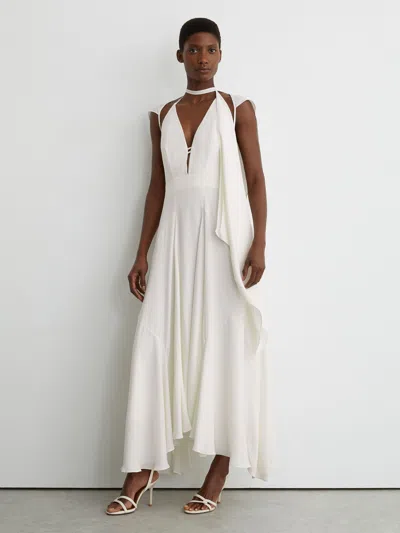 Reiss Ivory Strappy Draped Cape Maxi Dress In Multi