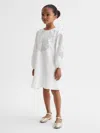 Reiss Ivory Toya 4-9 Yrs Floral Print Embroidered Dress
