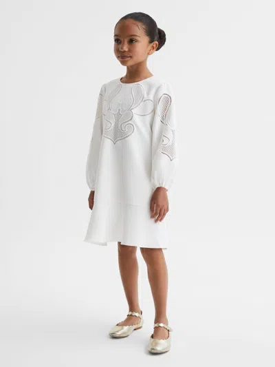 Reiss Ivory Toya 4-9 Yrs Floral Print Embroidered Dress