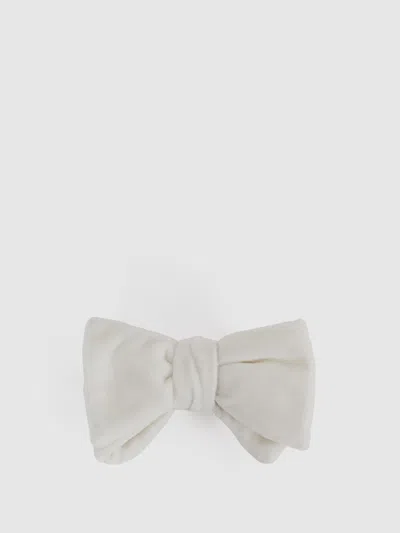 Reiss Ivory Velvet Bow Tie In White