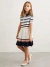Reiss Ivory Cotton Collared Stripe Knit Dress In White