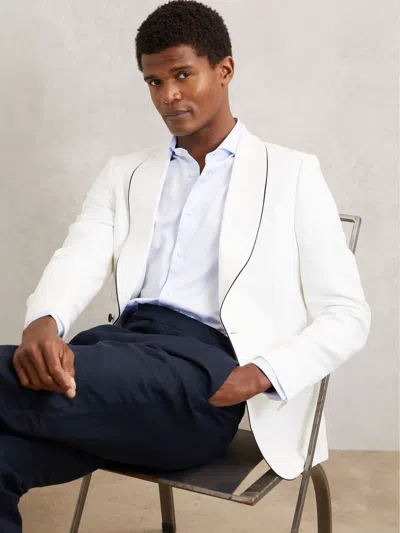 Reiss Ivory White Caprio Single-breasted Blazer With Linen