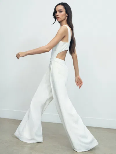Reiss Ivory Wide-leg Cut-out Jumpsuit In White